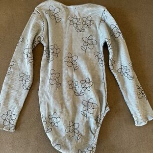 Zara Blue Floral Ribbed bodysuit